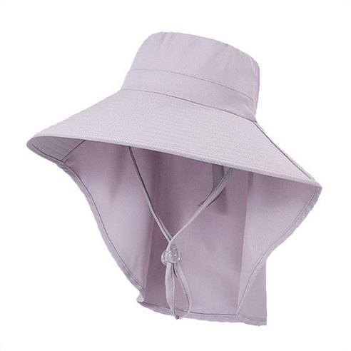 따봉오빠 여성 등산 야외 작업 뒷목 와이드 햇빛 차단 턱끈 벙거지 모자 YY5218, 라이트퍼플