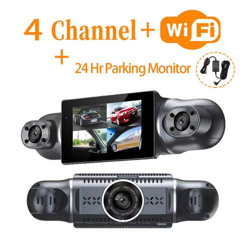 차량용 DVR 대시 캠 3 0 인치 IPS HD1080P 와이파이 4 채널 GPS 24 시간 주차 모니터 블랙 박스 보드 카메라 야간 등록 녹음기, 3 Channel, 아무도