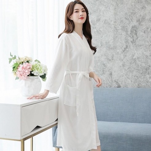 DFMEI-Y 얇은 목욕 가운 목욕 가운 남성 여름 흡수 속건 잠옷 남자 대형 잠옷 진 야외 홈, {"패션의류/잡화 사이즈":"M 적합 162 무게 120kg 미만"}, DFMEI 화이트 여성