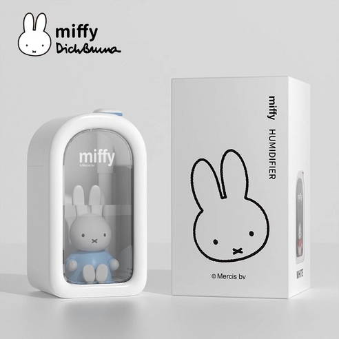 miffy 미피 가습기 귀여운 케릭터 가습기 사무실용 탁상용 USB 가습기, 화이트-블루