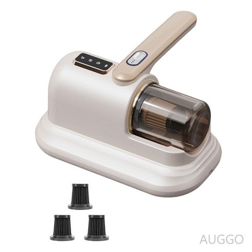 AUGGO 12V UV 무선 살균 침구 청소 진드기 제거기 YD-868, 펄화이트