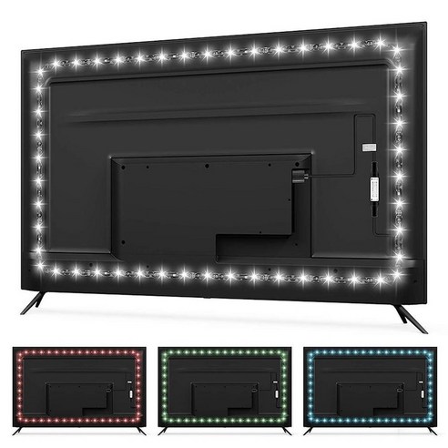 HAMLITE TV LED 백라이트 USB 전원 6500K 화이트 PC 모니터 바이어스 조명 60개의 65인치 TV용 14.8피트 RGBW RF 리모컨이 있는 20가지 색상, 50-55