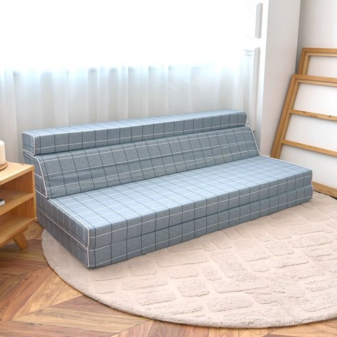 매직베드 5단 접이식 매트리스 침대 소파베드, 체크그레이