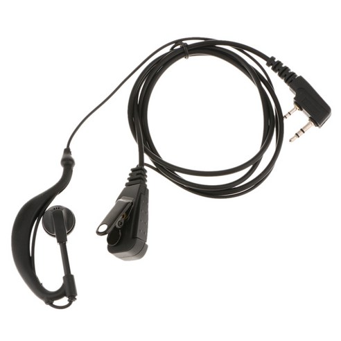 클립 워키 토키 헤드셋 이어폰 마이크 2 핀 Kenwood Baofeng, 블랙, 1.2m, 플라스틱