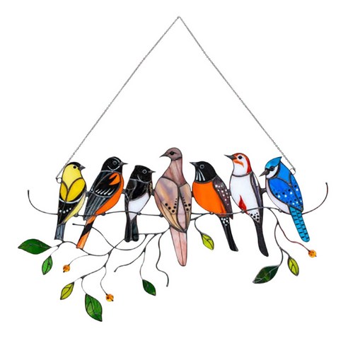 철사 Suncatcher 창 패널에 장식을 거는 여러 가지 빛깔의 새, 큰, 7 마리, 금속