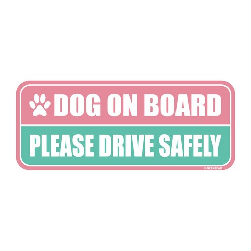긱베어 도그온보드 차량용 자석 마그넷 Dog on board 강아지가 타고 있어요 반려견 자동차, 라이트핑크, 1개