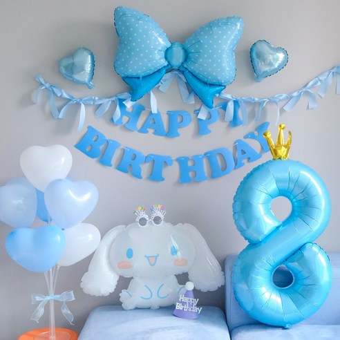 르모트 시나모롤 산리오 풍선 가랜드 이벤트 생일 파티 용품 세트, 1세트, 숫자풍선 8