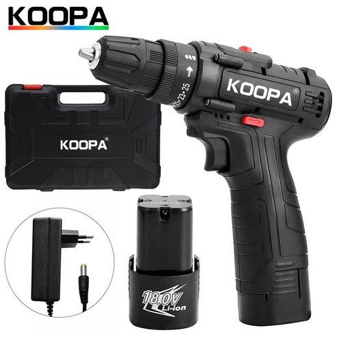 KOOPA TOOL 18V 25 + 1 무선 브러시리스 전기 드릴 임팩트 스크루 드라이버 고출력 리튬 배터리 홈 diy 충전식 전기 스크루 드라이버, 판지 상자, 배터리 1개, 1개