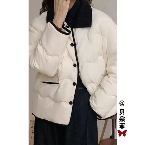 가볍고 따뜻한 여성용 오버핏 퀄팅 다운 숏패딩 자켓