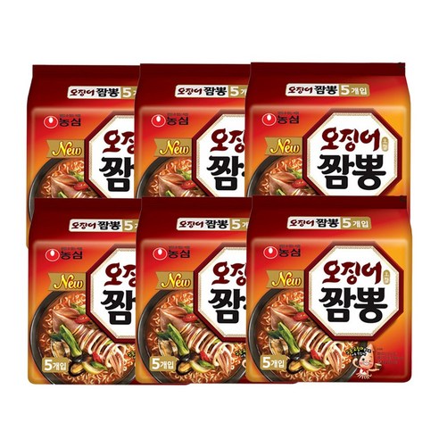 <올따옴> 농심 오징어짬뽕 5입멀티 6봉, 30개
