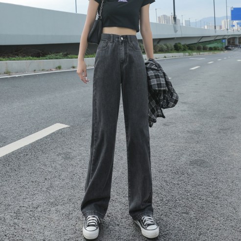 미드디엔 여성 데일리 세미 와이드 청바지