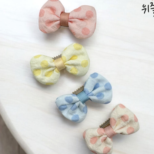 빗살 똑딱핀 강아지 머리핀 반려견 애견핀 세트, 1세트, 도트리본