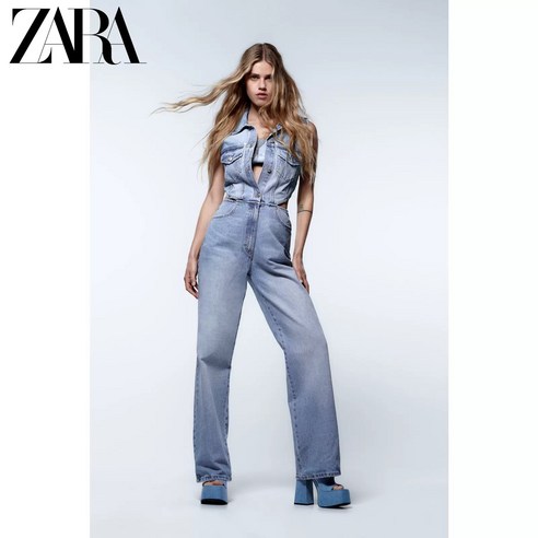 ZARA 자라 FULL LENGTH 컷아웃 데님 점프수트 자라점프수트