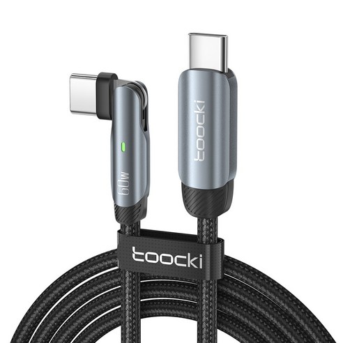 Toocki 투키 LED 66W C to C타입 PD 180도 회전 멀티 호환 초고속 충전 케이블, 1M, 회색, 1개