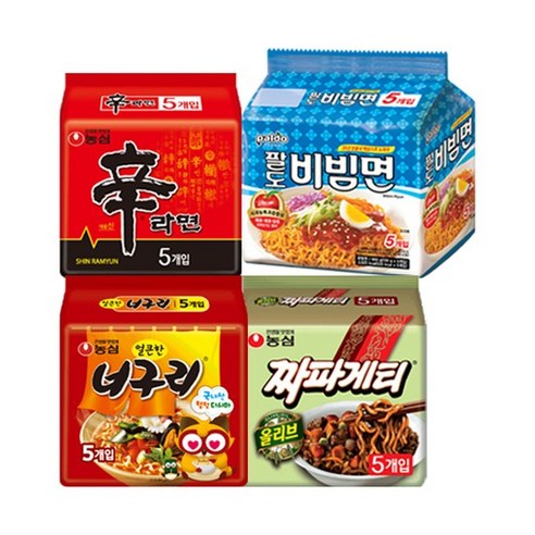 신라면5봉 + 너구리5봉 +짜파게티5봉 +비빔면5봉