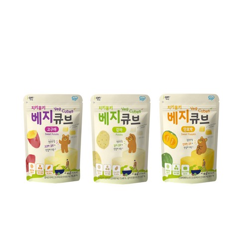 [이벤트 1+1] 치키몽키 베지큐브 3가지맛(감자맛 고구마맛 단호박맛), 2개, 16g