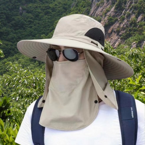 양양 UV자외선차단 아웃도어 와이드챙 등산 캠핑 모자, 베이지