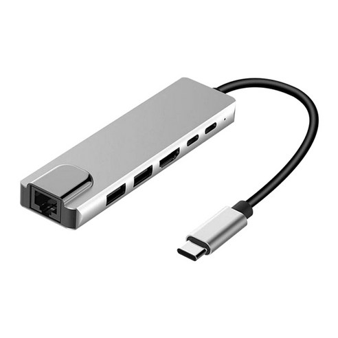 Macbook용 4K HDMI 2 USB 3.0 포트 PD가 있는 USB C 허브 Type-C 어댑터, 그레이, 13x2.5x1cm, 알루미늄 합금