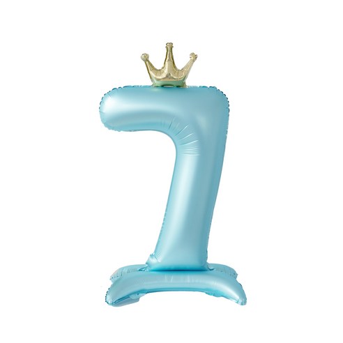 올리브파티 생일 스탠딩 왕관 은박 숫자 풍선 블루, 숫자7, 3개