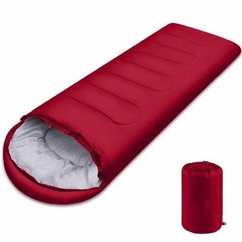 [MENGDI] 캠핑 침낭 봉투 휴대용 방수 두꺼운 겨울 침낭 성인 야외 캠핑 텐트 여행 침대, 하나, 레드