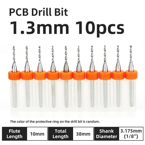 인쇄 회로 기판용 마이크로 카바이드 드릴 비트 미니 CNC 텅스텐 스틸 세트 목재 모델링 0.3-1.2mm PCB, 8.PCB 1.3mm 10pcs, 한개옵션1