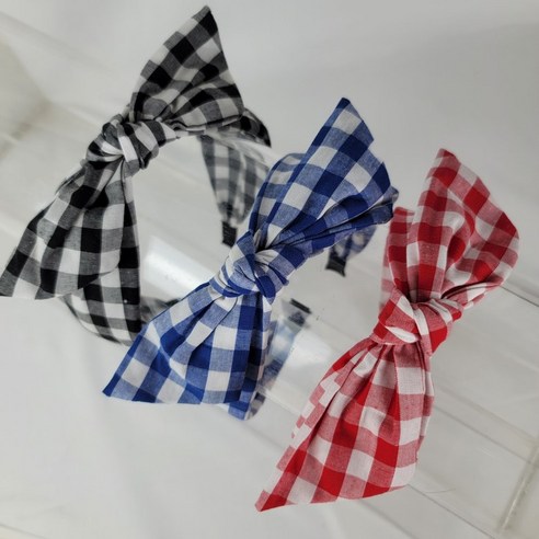 3color 깅엄 코튼 체크 헤어밴드로 답답한 앞머리 고민 없이 산뜻한 스타일 완성