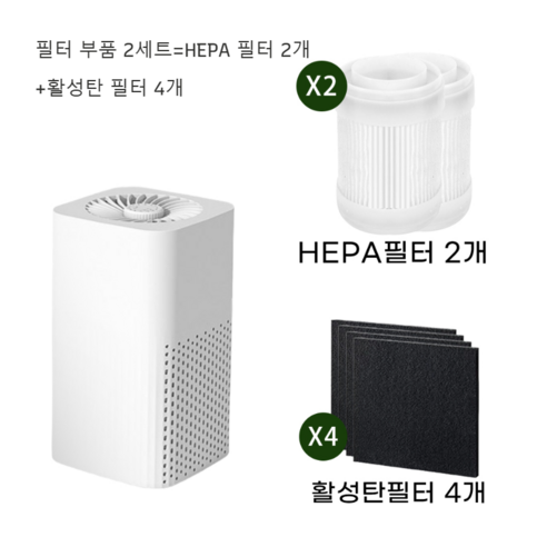 Darlisex 원룸 공기청정기 저소음 미니 공기청정기 거실 사무실 음이온, DA-300-필터 부품 2세트