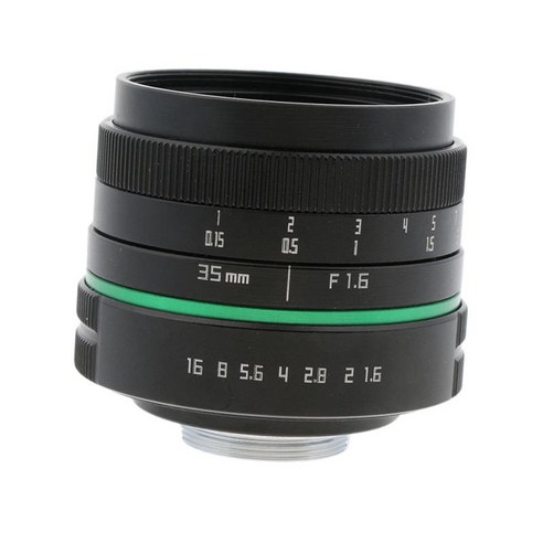 35mm F / 1.6 표준 프라임 렌즈 대형 조리개 수동 초점 렌즈 인물 렌즈 Sony Canon Nikon DSLR 카메라 등, 45x45x60mm, 블랙, 합금