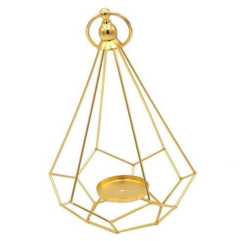 금속 다이아몬드 모양의 Tealight 캔들 홀더 촛대 웨딩 파티 장식 집들이 선물 매달려, 골드