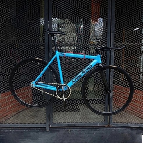 트랙 알루미늄 합금 프레임 사이클링 고정 기어 Fixie 탄소 섬유 포크와 림 자전거, 파란색