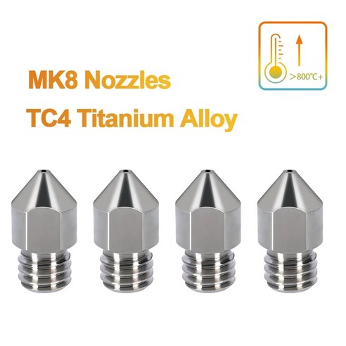 메가 3PCS TC4 티타늄 합금 MK8 노즐 M6 스레드 0.2 0.3 0.4 0.5mm 1.75mm Ender3 CR10 Ender5 용 3D 프린터 압출, [03] 3PCS 0.4mm, 03 3PCS 0.4mm