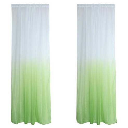 2x그라디언트 컬러 밸런스 tulle 보일 커튼 쉬어 드레이프 패널 디바이더 100x200cm, 녹색, Voile
