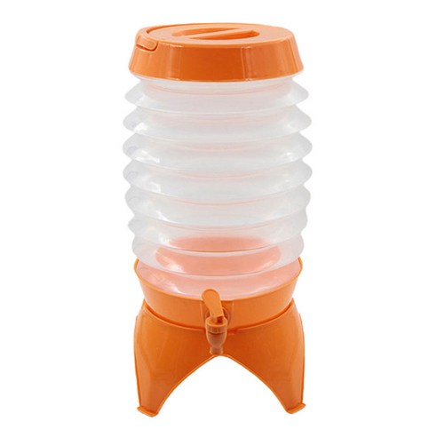 접을 수있는 물 컨테이너 5.5L 캠핑 하이킹 여행 캐리어 탭, 플라스틱, 오렌지