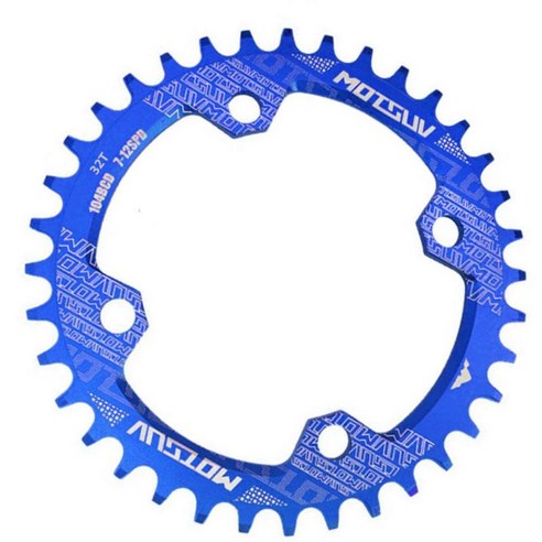 자전거 Chainring 32T 34T 36T 38T 접는 자전거 체인 반지 좁은 넓은 단일 속도 자전거 체인 가이드 링, 블루 32T, 104 BCD, 알루미늄 합금