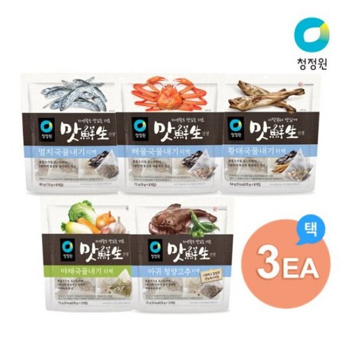 청정원 맛선생 국물내기 티백 5종 2개 골라담기, 선택1:야채국물내기 티백 72g_선택2:야채국물내기 티