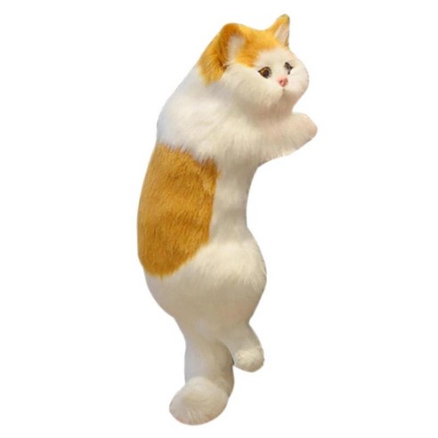 시뮬레이션 플러시 고양이 동상 애완 동물 매달려 수공예품 동물 현실적인 모피 크리 에이 티브 현대 공예, 흰색 yellow., 시뮬레이션 모피