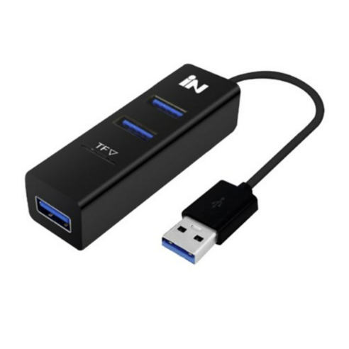 인네트워크 USB2.0 3포트 & TF MicroSD 카드 겸용 허브 화이트 IN-U3TF, 블랙