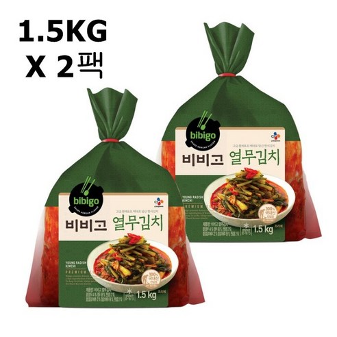 비비고 열무김치1.5kg 2팩 맛있는김치 김장김치 열무비빔밥, 열무김치1.5kg x 4팩