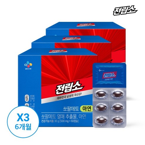 리턴업 전립소 쏘팔메토 아연, 60정, 3개