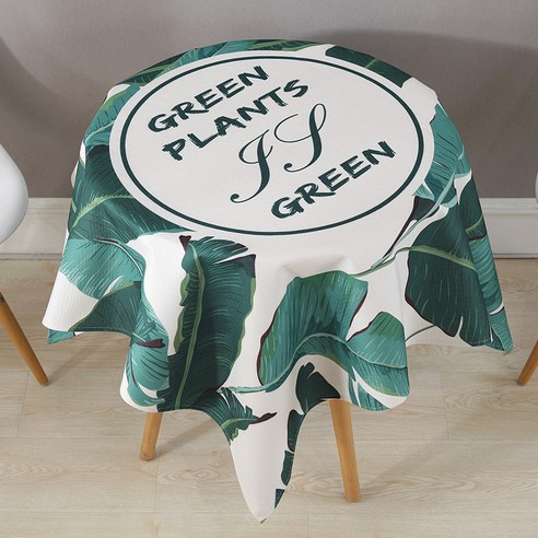 DFMEI 코튼 린넨 패브릭 식탁보 예술적 만화 가정용 작은 식탁보 사각형 차 테이블 천으로 라운드 식탁보 식탁보 식탁보, DFMEI 녹색 식물, 70*70Cm