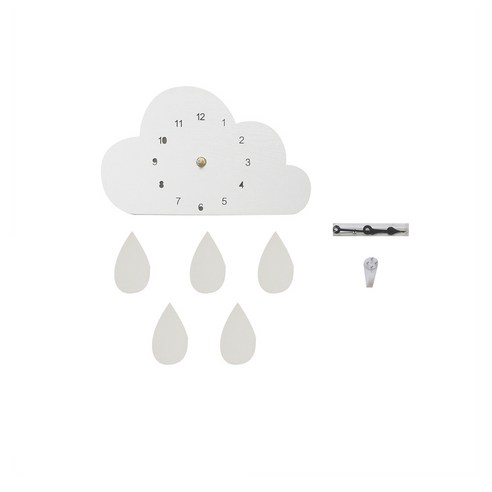 디바인 아이방 인테리어 무소음 구름벽시계, 흰구름+흰빗방울