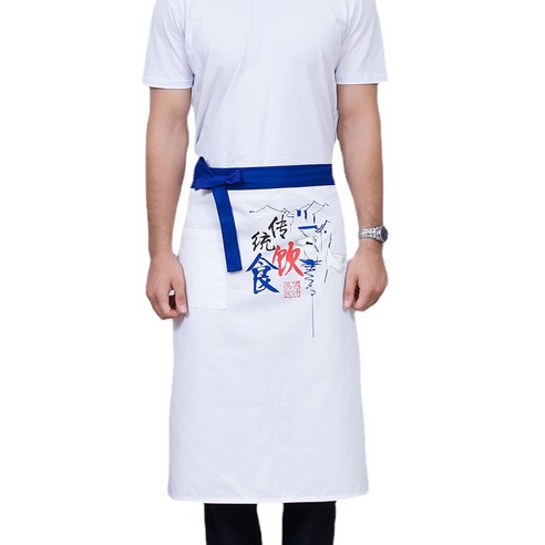 ANKRIC 호텔 종업원 면 작업복 식당 주방 방모앞치마 반 토막 원피스앞치마, 하얀색