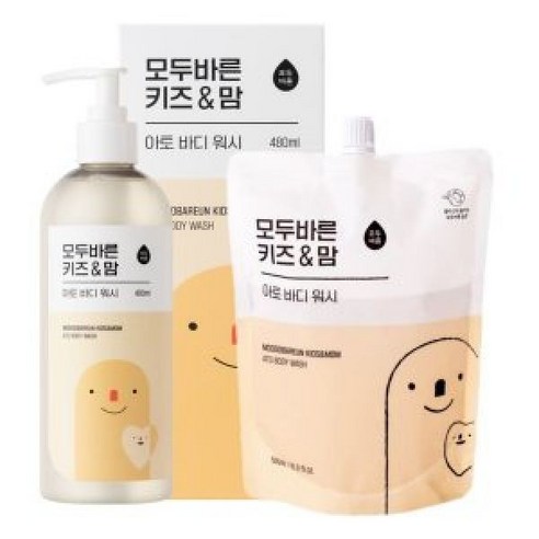 모두바른 키즈&맘 아토 바디워시 리필팩 세트 (480ml+500ml) 저자극 무향 무실리콘 유아 임산부 바디워시 - 유아워시세트 | 쿠팡