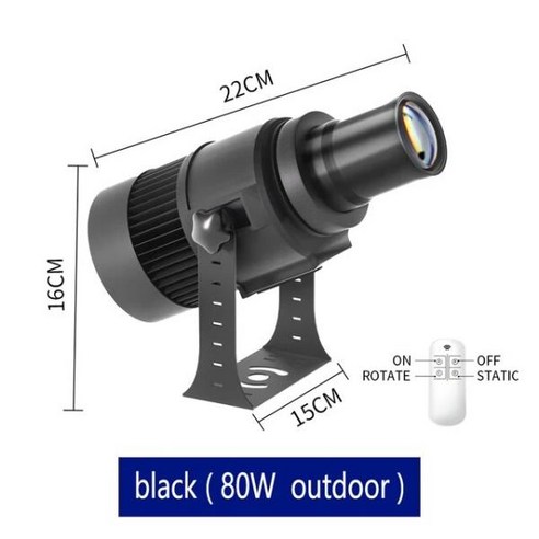 빔프로젝터렌탈  캠핑 빔프로젝터 미니 휴대용 빔프로젝트 사용자 정의 LED HD Gobo 로고 프로젝터 실내 야외 IP67 방수 회전 광고 이미지 프로젝션 라이트 바닥 결혼식, 24.black 80W outdoor