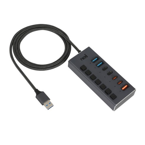 넥시 NX-UH307-22AC-PD USB3.0 허브 7포트(A타입2개/C타입2개/충전포트3개) 개별전원 / NX1411