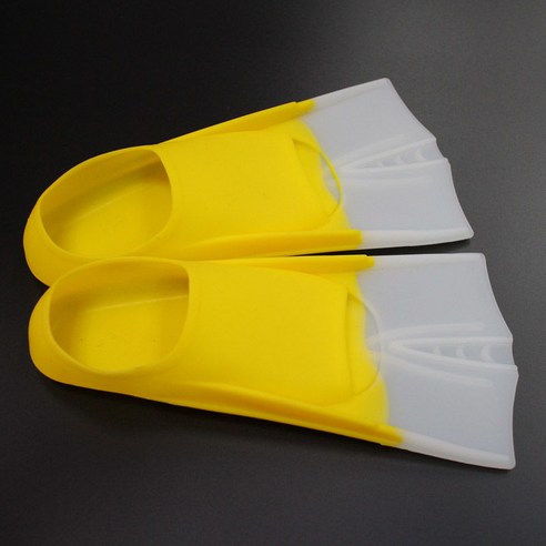 순수한 실리콘 수영 다이빙 짧은 오리발, 230-240, 노란색 흰색