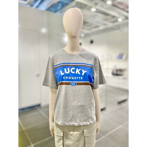 럭키슈에뜨 여성 프린트 포인트 기본핏 반팔 티셔츠 LTAM24580GM