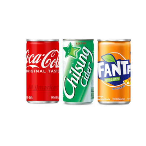 코카콜라(10캔)+칠성사이다(10캔)+환타오렌지(10캔) (190ml), 190ml, 1세트