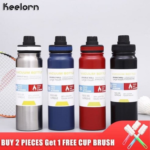 Keelorn 600800ml 보온병 이중 벽 스테인레스 스틸 스, 01 Black_01 600ml