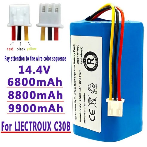 LIECTROUX 로봇 진공 청소기용 대용량 배터리 리튬 셀 12800mAh 1 개/팩, [02] 1pcs 배터리, 3)1pcs battery, 3)1pcs battery